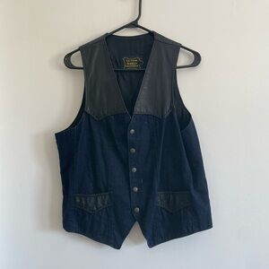 Men's Leather & Denim Vest
